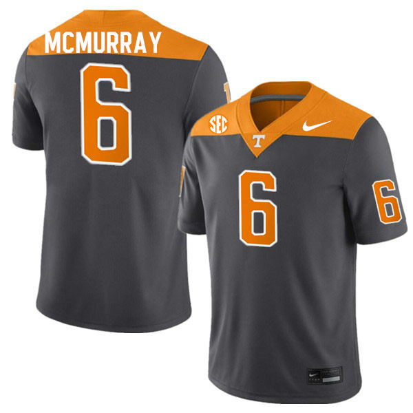 Men #6 Jalen McMurray Tennessee Volunteers College Football Jerseys Stitched-Anthracite